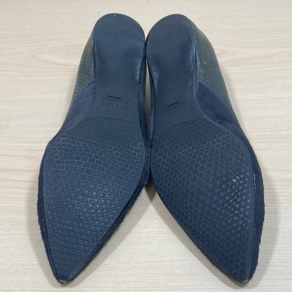 Stuart Weitzman Grey Snake Embossed Leather Flats with Pointy Toe - Picture 7 of 12